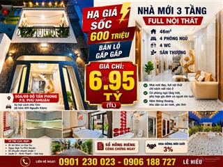 Hạ giá sốc 600 triệu bán lỗ gấp gấp nhà mới 3 tầng full nội thất phú nhuận