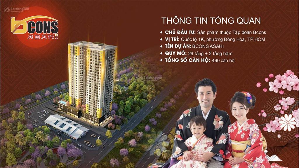 Cần tiền bán lỗ 25 triệu căn 2pn. giá hd 2,262 tỷ dự án bcons asahi từ tập đoàn bcons  nhật bản