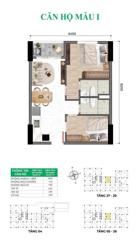 Cần tiền bán lỗ 25 triệu căn 2pn. giá hd 2,262 tỷ dự án bcons asahi từ tập đoàn bcons  nhật bản