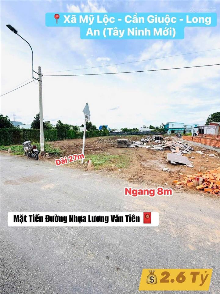 Bán đất 108m mặt tiền đường nhựa 6m lương văn tiên, cần giuộc long an. giá 1,3 tỷ, shr