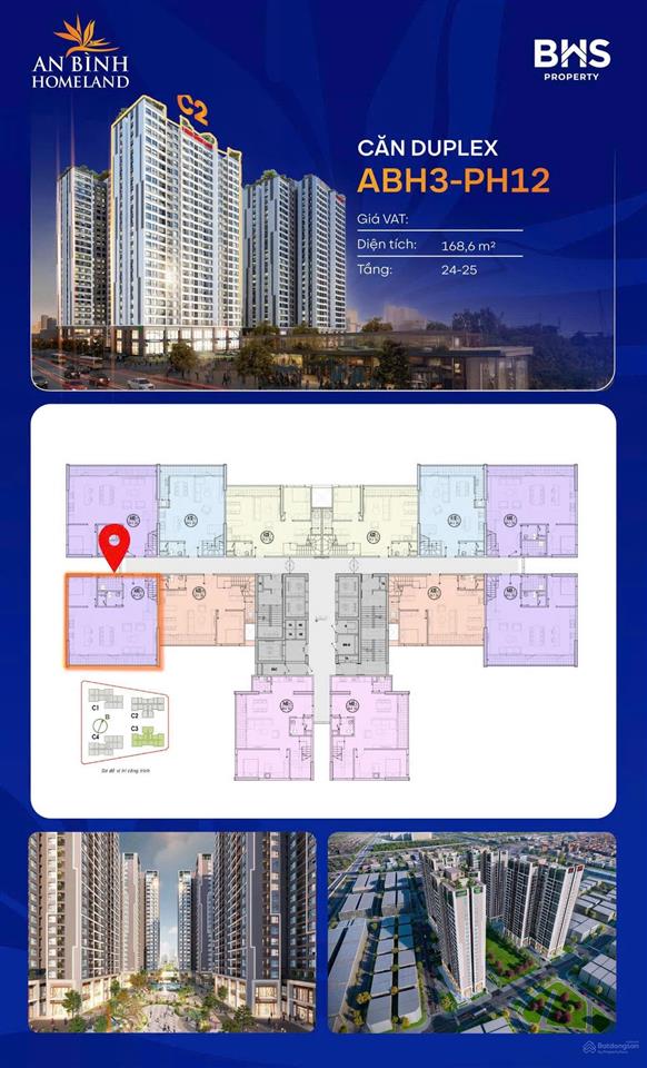 Suất ngoại giao duplex 4pn căn góc 168,6m² giá 77,6tr/m², thanh toán giãn 2tháng/lần, sổ lâu dài