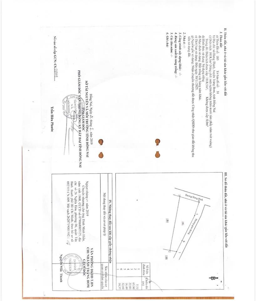 Đất 2 mặt tiền đường nhựa hưng thịnh 1.000m²  ngang 22m  giá đầu tư hấp dẫn