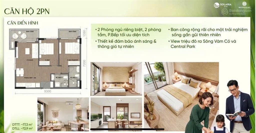 Căn hộ solaria rise nằm ngay trung tâm đại đô thị waterpoint, giá 1.6 tỷ/căn