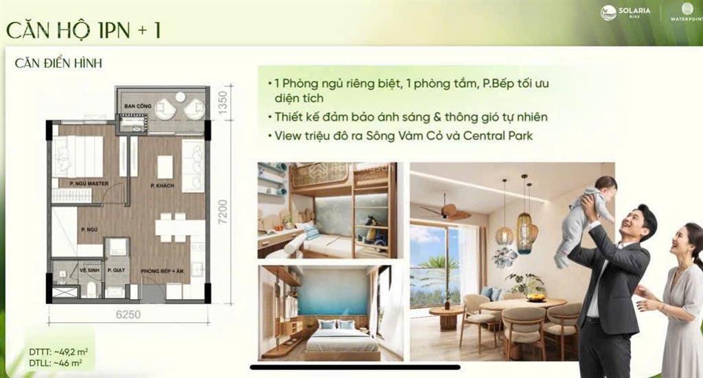 Căn hộ solaria rise nằm ngay trung tâm đại đô thị waterpoint, giá 1.6 tỷ/căn