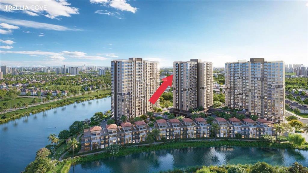 Căn góc 2 phòng ngủ 2 wc 2 mặt view nội khu và sông thoáng mát trellia cove 74m2