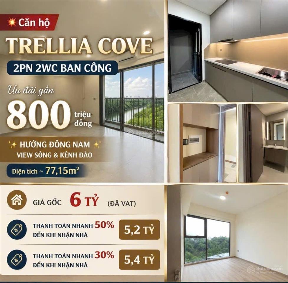 Căn hộ trellia cove 2pn 2wc | ưu đãi gần 800 triệu