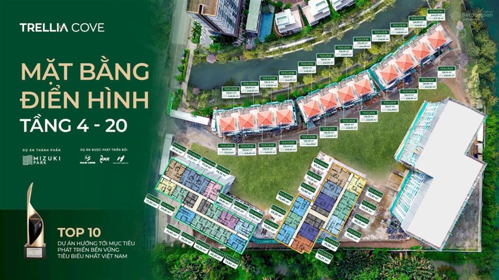 Căn hộ trellia cove 59m2 cần bán chỉ 4ty2 tầng đẹp