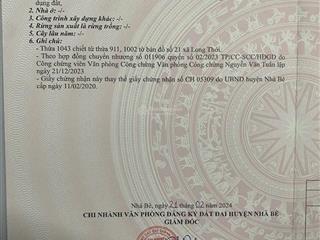 Bán đất nhà bè 5x25 125m2 ngay chợ bà chồi đường nguyễn hữu thọ