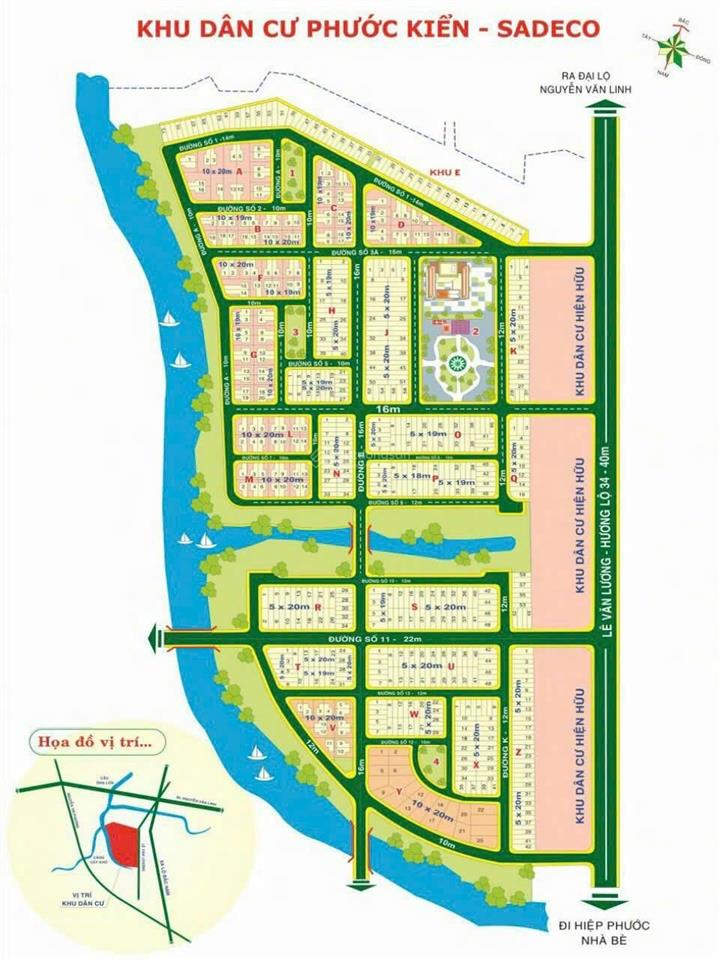 Cần bán lô đất kdc sadeco phước kiển a. dt 5m x 19m, giá 9,5 tỷ. sổ đỏ riêng.