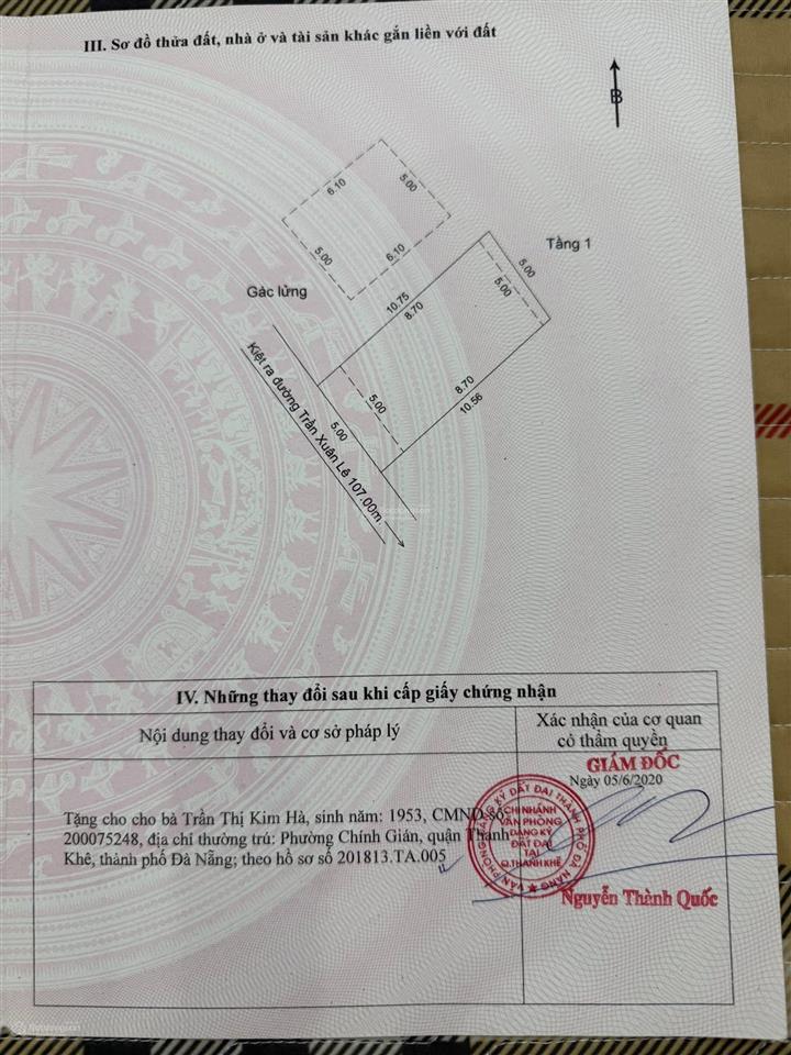 Bán nhà gác lửng kiệt trần xuân lê, quận thanh khê 52.9m2 giá tốt