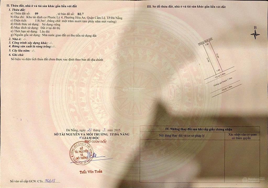 Bán 118,m2 đất mặt tiền đường phan khoang sau lưng bến xe đà nẵng giá tốt