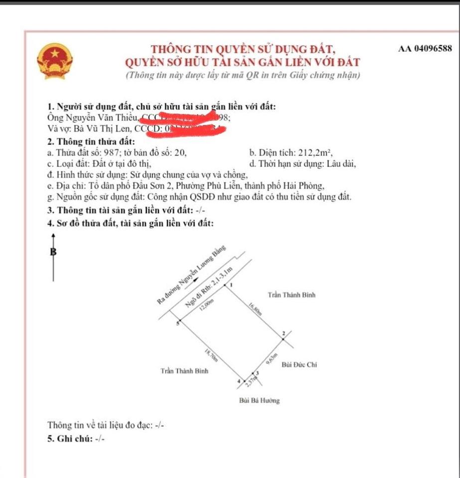Bán đất văn đẩu (đẩu sơn), kiến an, hải phòng