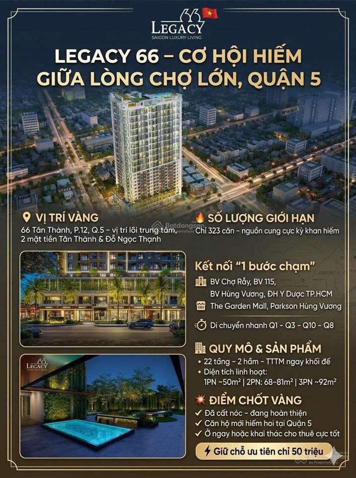 Căn hộ legacy 66 quận 5 mở bán đợt đầu tiên chỉ 85 triệu/m2 hỗ trợ vay không ls  thanh toán giãn