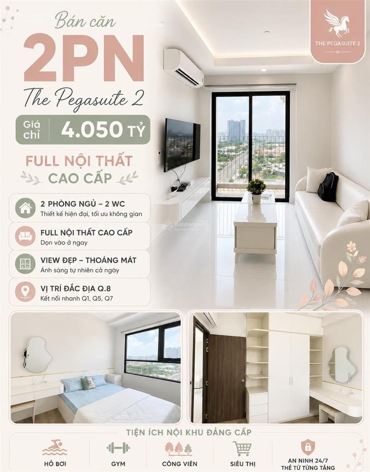 Chính chủ bán căn hộ pegasuite 2 quận 8  62m², tầng trung, view quận 1, có sổ hồng, giá 4.05 tỷ