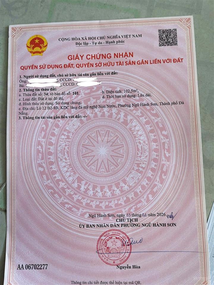 Bán đất 100m2, 4,x tỷ tại bùi bỉnh uyên, hòa hải, ngũ hành sơn, đà nẵng
