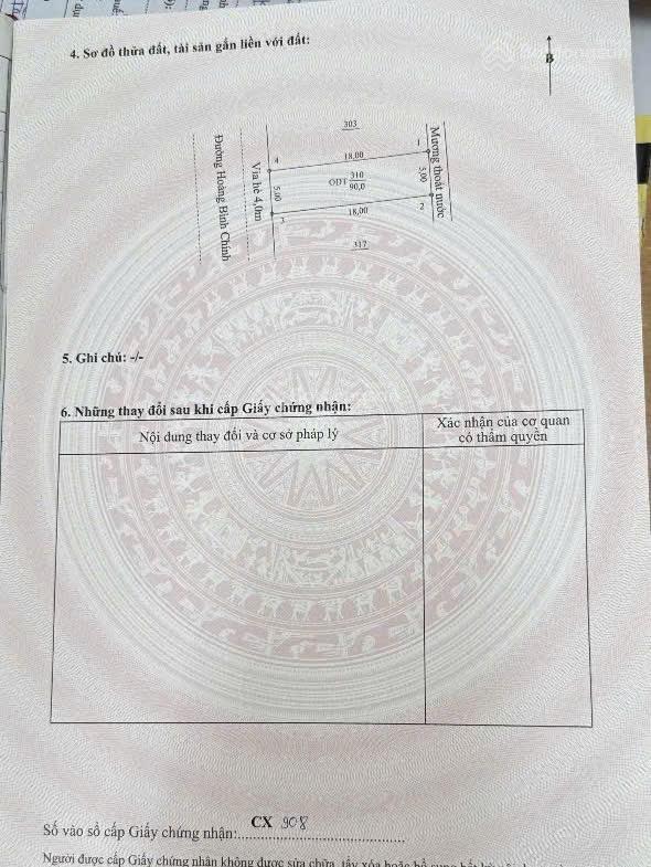 Bán đất tại hoàng bình chính, 90 m2, hướng tây, pháp lý đầy đủ