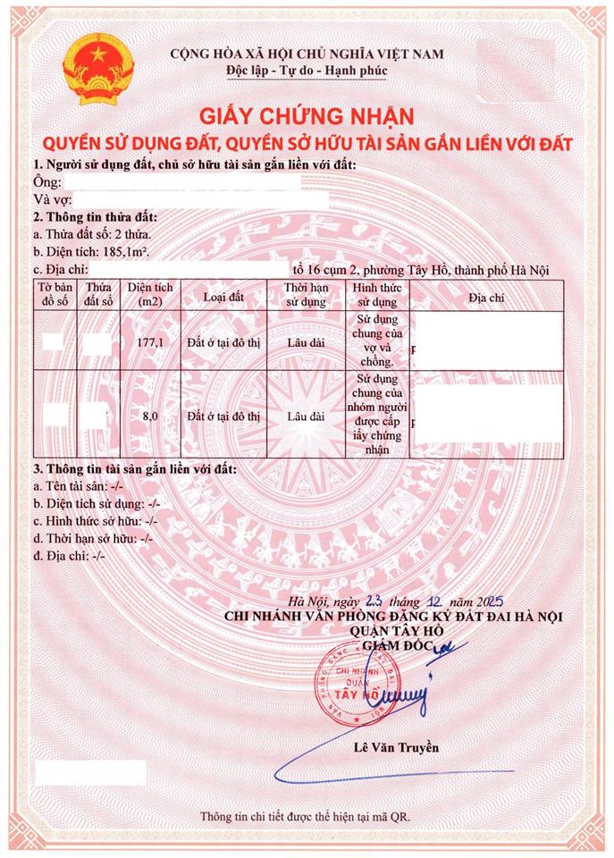 Đất số 212214 võ chí công, diện tích 185.1m2