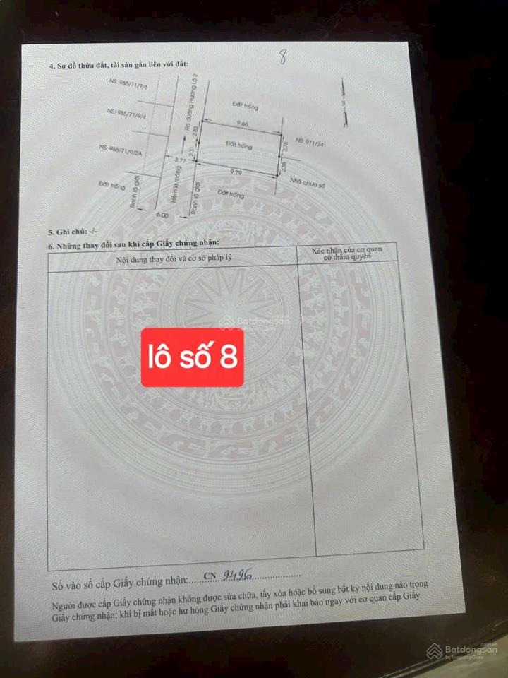 Bán 4 lô đất sổ hồng hẻm 985 hương lộ 2 gần bệnh viện bình tân, dt 5x10m giá 4,25 tỷ