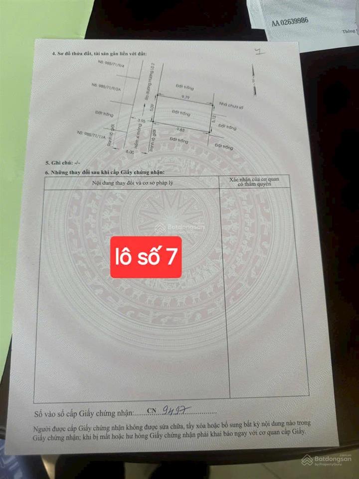 Bán 4 lô đất sổ hồng hẻm 985 hương lộ 2 gần bệnh viện bình tân, dt 5x10m giá 4,25 tỷ