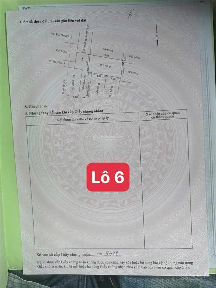 Bán 4 lô đất sổ hồng hẻm 985 hương lộ 2 gần bệnh viện bình tân, dt 5x10m giá 4,25 tỷ