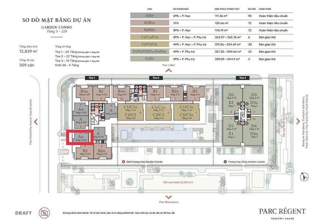 Tổng quan căn 2 phòng ngủ parc régent nằm trong khu khép kin park city hà nội