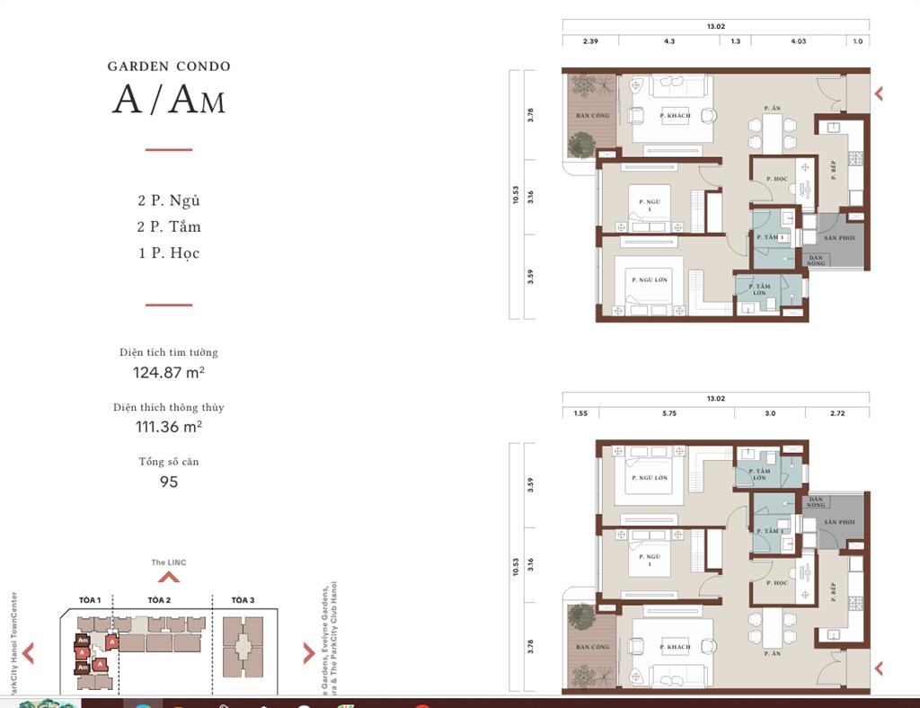 Tổng quan căn 2 phòng ngủ parc régent nằm trong khu khép kin park city hà nội
