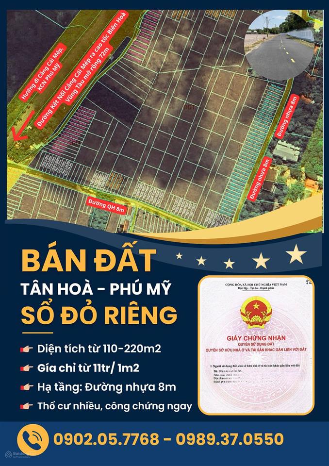 Trải nghiệm cuộc sống hiện đại tại tân hoà  phú mỹ  đường nhựa 8m  sổ đỏ sẵn giao dịch ngay