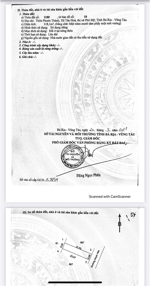 Bán đất đẹp tại tân hòa, phú mỹ, bà rịa vũng tàu, 1,9 tỷ, 118m2