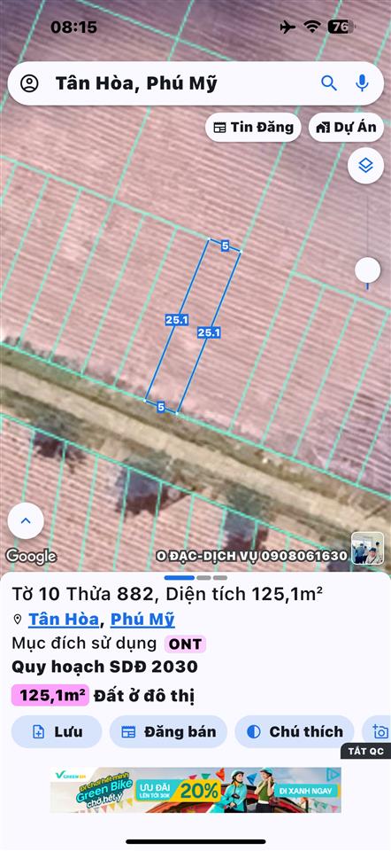 Bán nhanh mảnh đất xẻ khe  2 mặt tiền full ont đẹp nhất tân hoà tp hồ chí minh