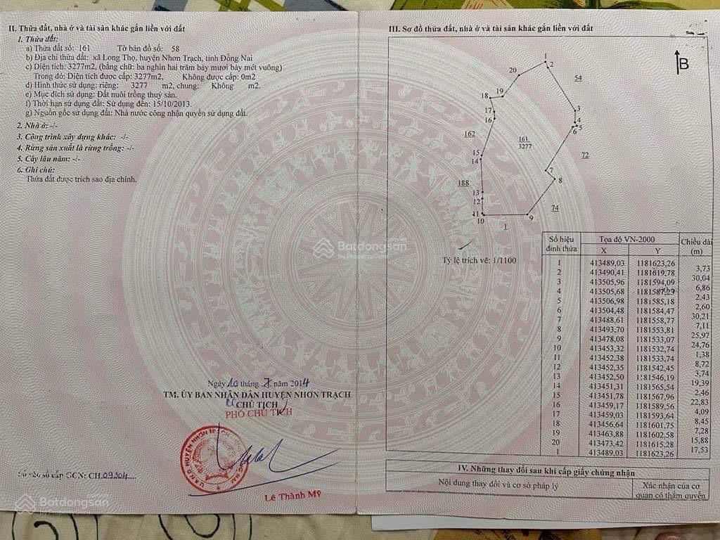 Bán 5.564 m2 đất mặt tiền đường trường chinh, xã phước an, đồng nai