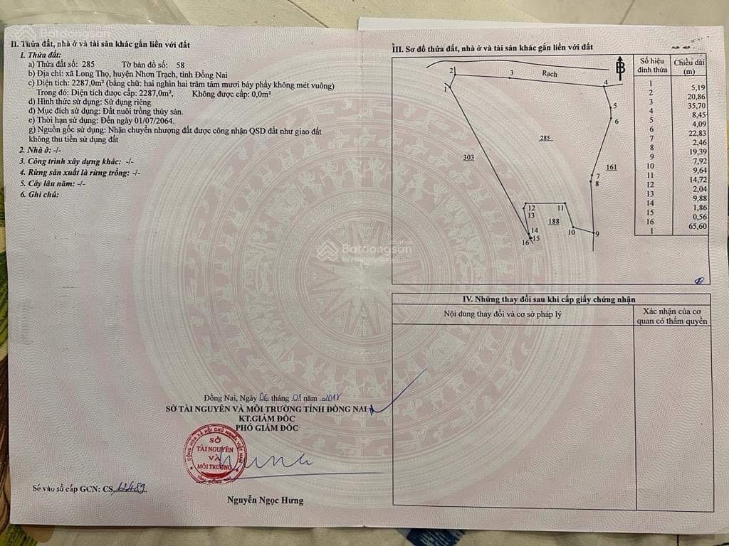 Bán 5.564 m2 đất mặt tiền đường trường chinh, xã phước an, đồng nai