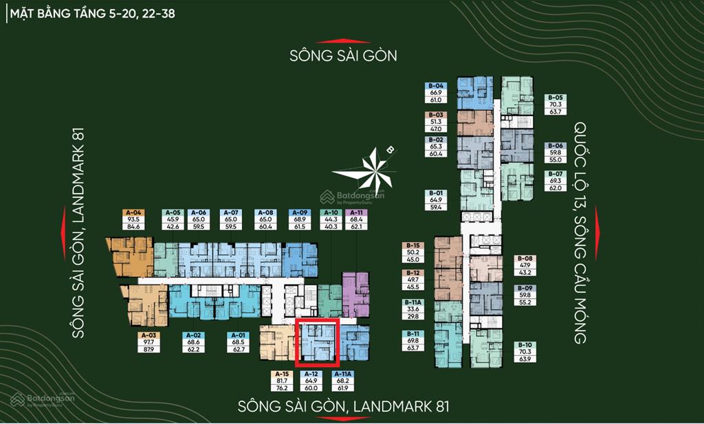 Bán căn hộ view sông sài gòn, landmart 81 da a&t saigon riverside a12 tầng trung siêu đẹp