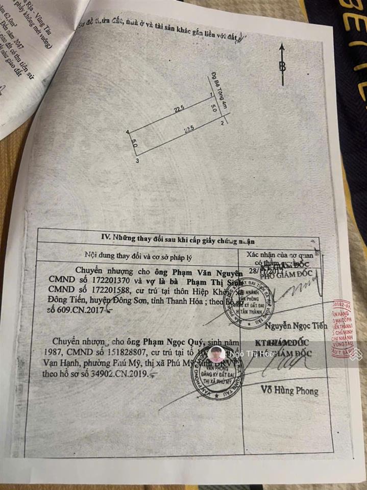 Chủ cần tiền đạ hạ giá lô đất 120m2 còn 1,550 tỷ ngay trung tâm kcn phú mỹ 3 dân cư kín mít