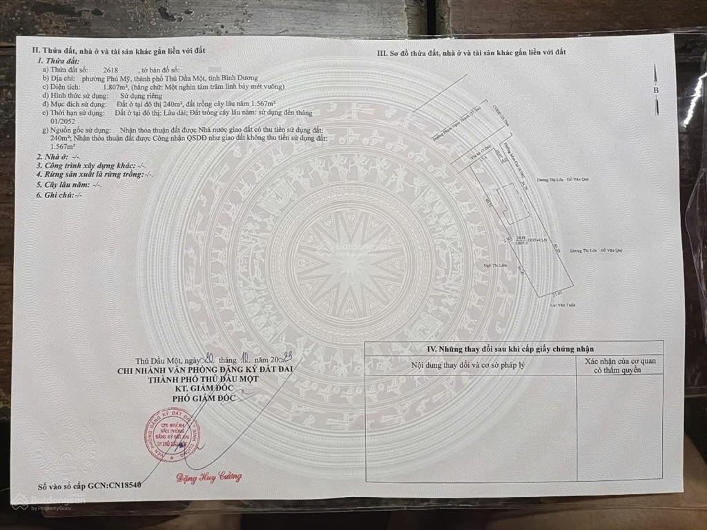Bán đất mặt tiền phạm ngọc thạch thủ dầu một ngang 17m, nở hậu 21m, giá 20 triệu/m²