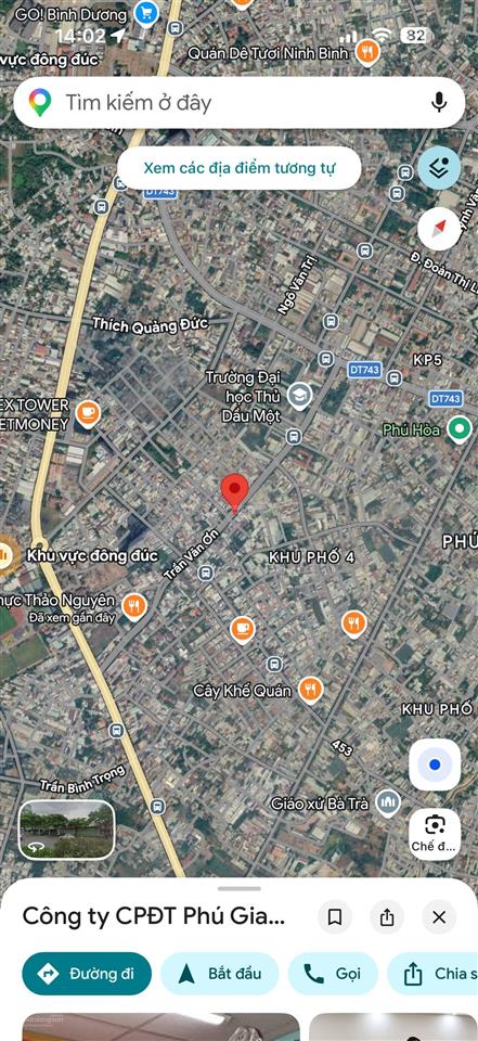 Đất mặt tiền trần văn ơn, ngay đại học thủ dầu một  giá 12,7 tỷ