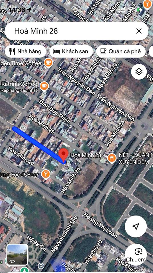 Bán đất đẹp hòa minh 28, 108.5m2 (5x21.7m) xây căn hộ, nhà nghỉ