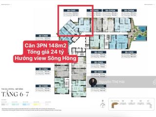 Căn 3pn diện tích 148m2, hướng view sông hồng, tổng giá 24 tỷ toà noble crystal tây hồ