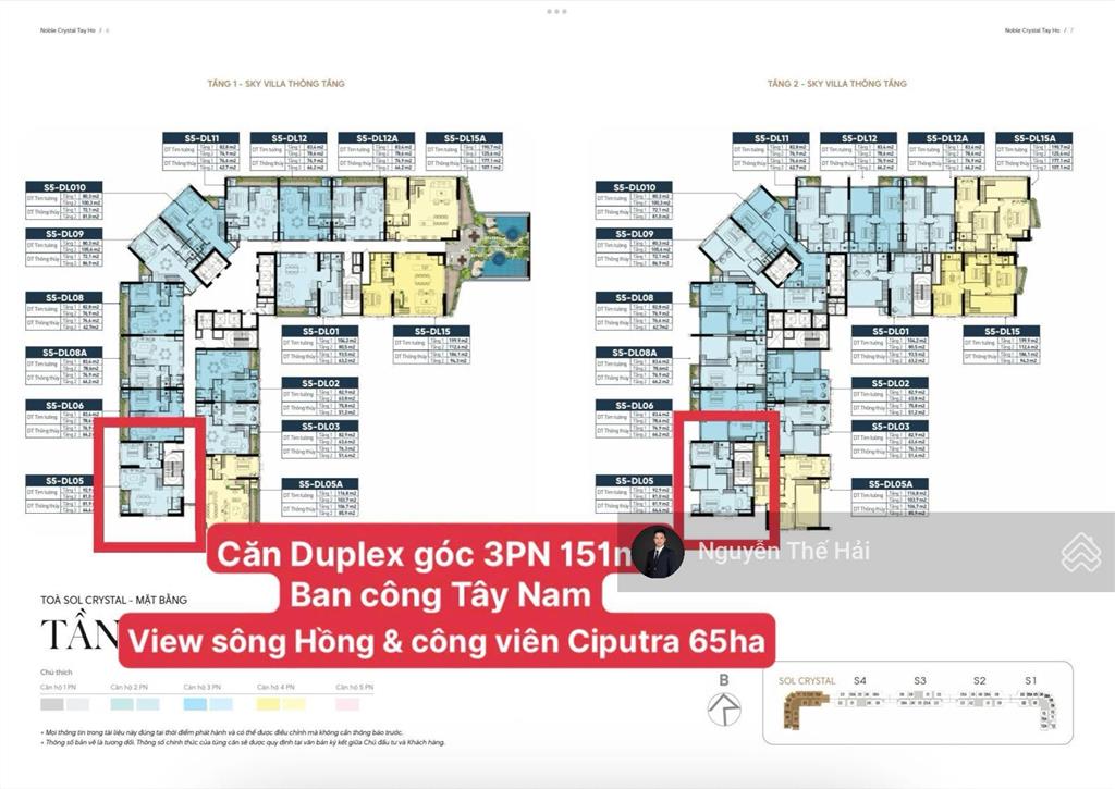Căn góc duplex 3pn tầng 18, giá 24,6 tỷ, view sông hồng & cầu thăng long, noble crystal tây hồ