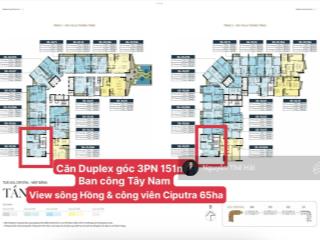 Căn góc duplex 3pn 151m2 giá 28.6 tỷ, view sông & công viên ciputra 65ha, toà noble crystal tây hồ