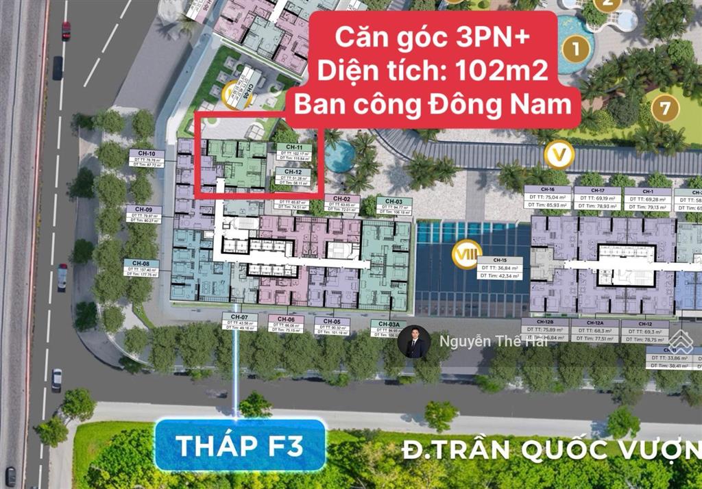 Căn góc 3pn + giá 16,1 tỷ, diện tích 116m2, tầng trung, view nội khu đẹp, tòa sun feliza cầu giấy