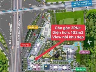 Căn góc 3pn + giá 16,1 tỷ, diện tích 102.7m2, tầng trung, view nội khu đẹp, toà sun feliza cầu giấy