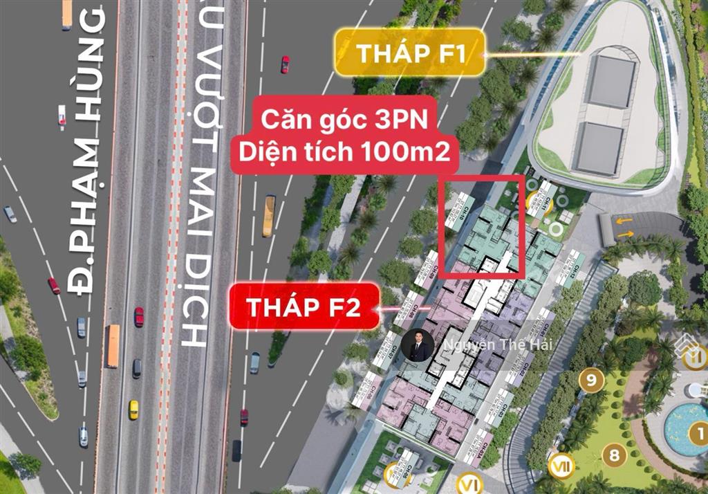 Căn góc 3pn diện tích 100m2 tòa f2, giá 13,8 tỷ, view ngã tư phạm hùng, sun feliza cầu giấy
