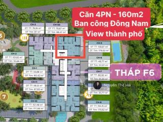 Căn góc 4pn diện tích 160m2 toà f6, giá 25,3 tỷ, ban công đông nam view đẹp, sun feliza cầu giấy