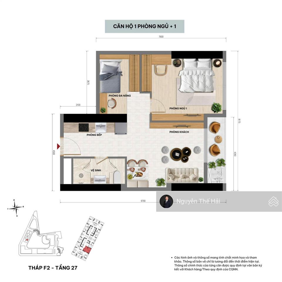 Căn 1pn+ giá 8,7 tỷ, diện tích 54m2, tầng trung, view tiện ích nội khu, toà sun feliza cầu giấy