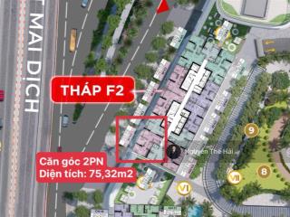 Căn góc 2pn giá 10,8 tỷ, diện tích 75,3m2, tầng cao, view ngã tư phạm hùng, toà sun feliza cầu giấy
