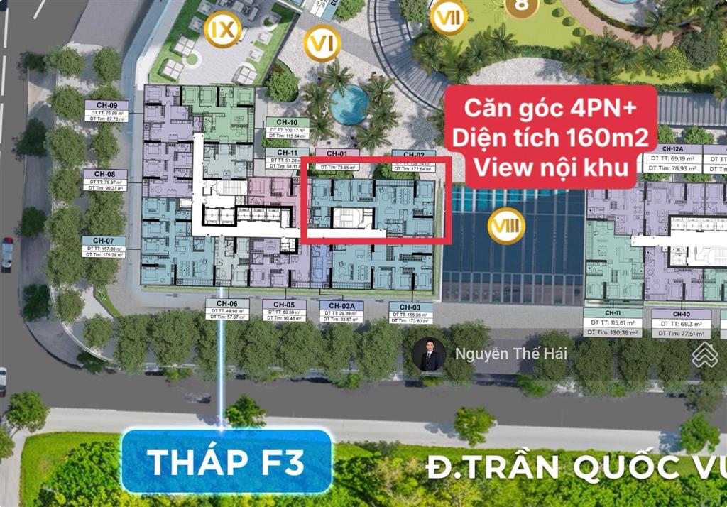 Căn góc 5 phòng ngủ 160m2, toà f3, view nội khu siêu đẹp, giá 21,5 tỷ, sun feliza cầu giấy