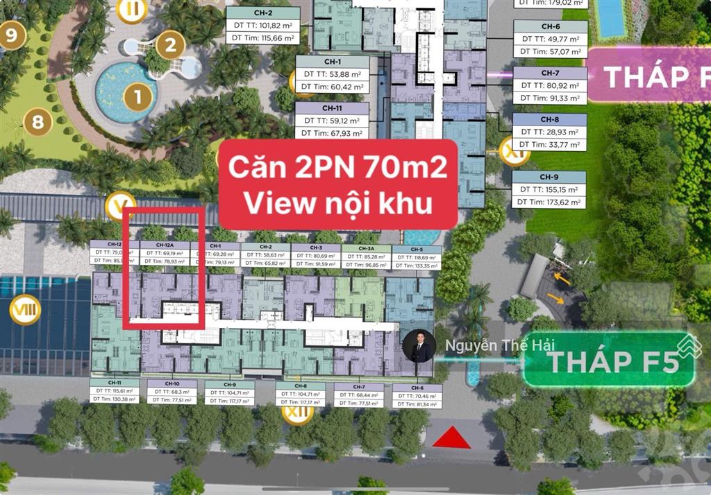 Căn 2pn diện tích 78m2 tòa f5, giá 10,6 tỷ, view nội khu, toà sun feliza cầu giấy