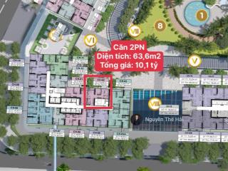 Căn 2pn diện tích 63,6m2, toà f3, view nội khu siêu đẹp, giá 10,1 tỷ, sun feliza cầu giấy