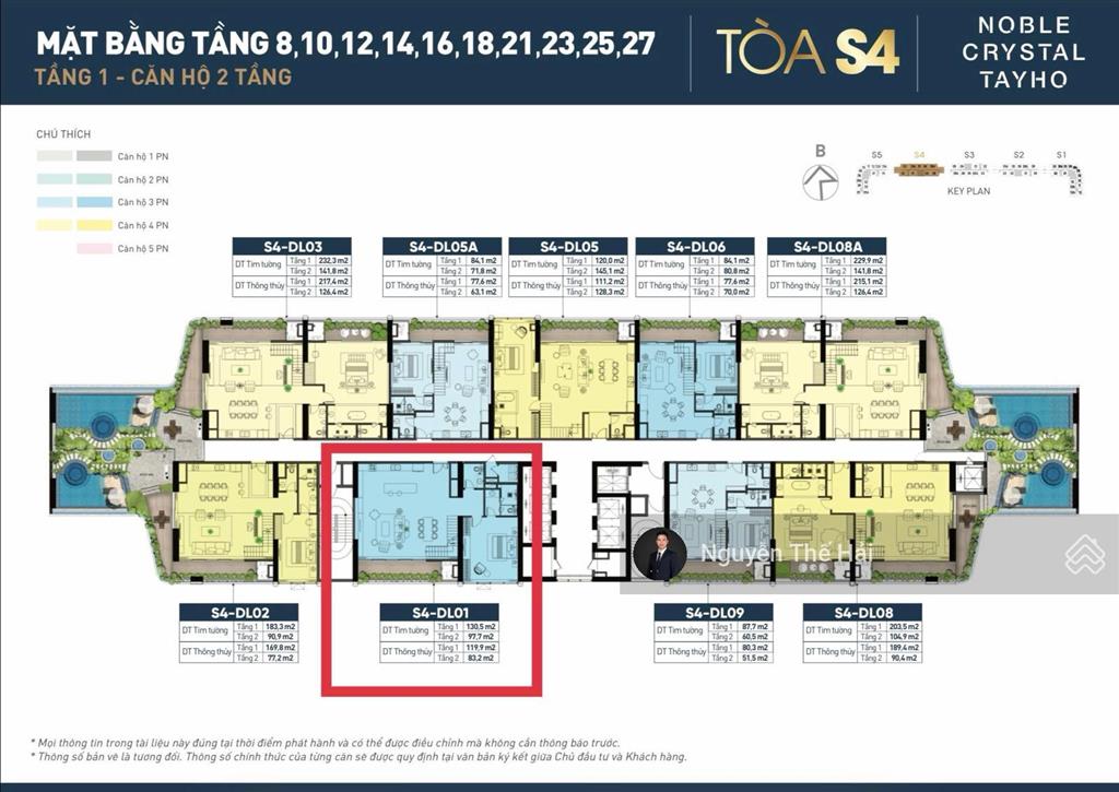 Căn duplex 4pn tầng 18, ban công hướng nam view công viên, giá 32,4 tỷ, noble crystal tây hồ