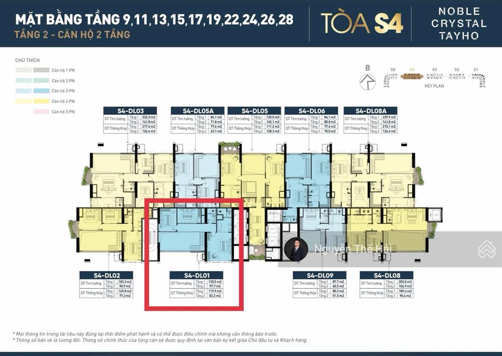 Căn duplex 4pn tầng 18, ban công hướng nam view công viên, giá 32,4 tỷ, noble crystal tây hồ